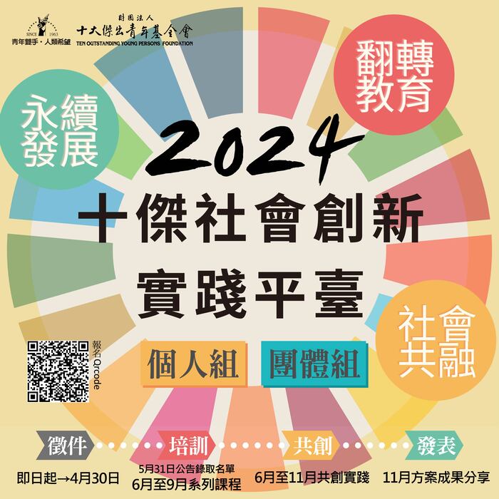 【轉知】敬邀本校師生踴躍報名參加2024年「十傑社會創新實踐平臺計畫」報名申請圖片